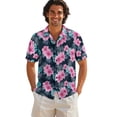 thumbnail image 3 of KUIFORTI Couple Matching Outfits Matching Vacation Outfits for Couples Soft and Comfortable Casual Beach Vacation Party Shirt Suitable for Everyday Casual Wear Pink Hibiscus Floral, 3 of 7