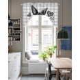 thumbnail image 4 of Grey Easter Swag Valances for Windows, Small Curtains Drapes, Spring Modern Cute Bunny Plaid Checkered Kitchen Window Curtains Over Sink Window Treatment Valance for Bedroom/Bathroom 56"x36", 4 of 5