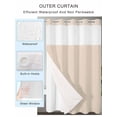 thumbnail image 4 of No Hook Shower Curtain with Snap-in Liner, Beige Pure Color Waterproof Fabric Bathroom Curtains, Aesthetics Contemporary Modern Bath Curtains & Mesh Top Window Standard 72''x72'', 4 of 9