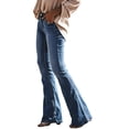 thumbnail image 6 of Miqool Women's Bootcut Jeans Mid Rise Slim Fit Stretchy Denim Flared Pants with Pockets, 6 of 7