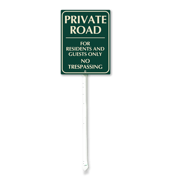 Eveokoki Private Road Yard Sign with Stake 8x12inch Yard Decoration Rustproof Outdoor Aluminum Sign for Yard Garden Lawn Street Outdoor