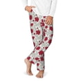 thumbnail image 2 of Pofeuu Leaves And Anemone Flowers In Red Grey Print Teenagers' Pajama Pants, Soft Lounge Pajama Pants with big pockets for Men Plaid Pj Bottoms-Medium, 2 of 6