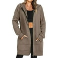 thumbnail image 2 of cfhntfmh Oversized Sweatshirt for Women Long Sleeve Zip up Drawstring Hoodies Soft Solid Color Winter Jackets with Pockets, 2 of 7