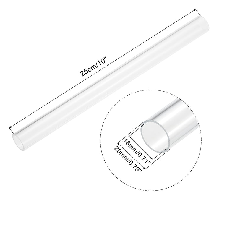 MECCANIXITY Clear Acrylic Pipe Tubing - 18mm ID, 20mm OD, 10 Inch Length (2 Pack) For Lamps & DIY