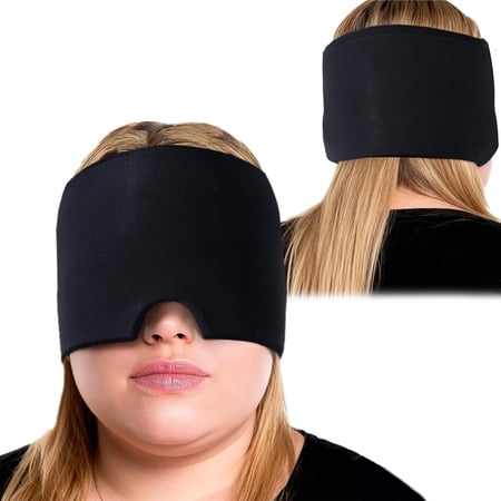 King Mills Plus Size Head Ache Relief Cap, Ideally Used as Ice Cap for Migraines, Migraine Mask for Face and Head with Ice or Warm Therapy Against Migraine, Headache, Concussions, and Tensions. Black