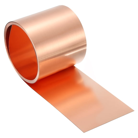 Pure Copper Sheet Roll, 0.2mm 24Ga Thick T2 Copper Flashing 1070mm x 50mm/3.5Ft x 2in Copper Strip Soft Copper Metal Foil Plate for Craft Electrical House Repair