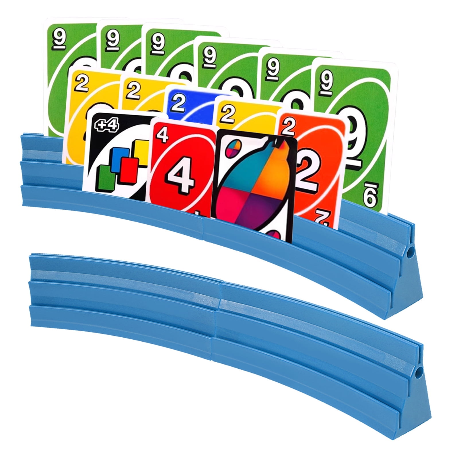4 Pack Playing Card Holder 3-Tier Curved Plastic Card Holders for Playing Cards Hands-Free Playing Card Rack for Card Game Parties