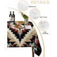 thumbnail image 2 of Boho Brown Teal Red Table Cloth, Southwestern Geometric Art Vintage Waterproof Tablecloth for Square Tables, Reusable Washable Fabric Table Cover for Restaurant Kitchen Dining Tables 60"x60", 2 of 6