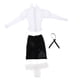 thumbnail image 5 of Conjunto de ropa para muñeca femenina, traje completo, blusa de manga larga, falda, traje de corbata hecho a mano para accesorios de figuras de acción Negro Baoblaze Traje de muñeca femenina, 5 of 6