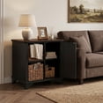 thumbnail image 2 of iooHug modern bedside table also serves as a side table and comes with two woven grass baskets, suitable for both bedrooms and living rooms.(Black), 2 of 7