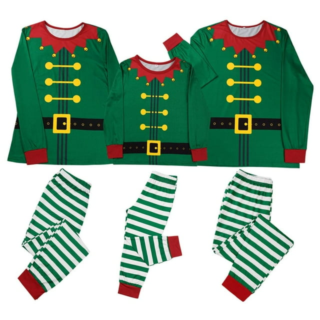 Family Matching Christmas Pajamas Set Cartoon Tops Pants Sleepwear