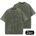 thumbnail image 2 of Heavyweight Vintage Tee - Oversized Washed Cotton Unisex Shirts | Streetwear Casual Basic Tops 1/2-Pack, 2 of 4