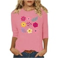 thumbnail image 2 of Runfenguu Western Graphic Tees For Women Ladies T Shirts Ladies' Fashion Floral Printed Round Neck 3/4 Sleeve T-Shirt Shirt Sleeve Round Neck Top/Shirt, 2 of 6