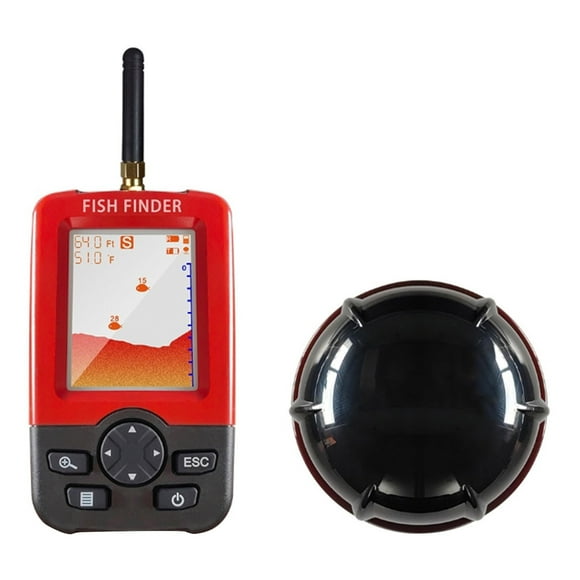 Huanglei Détecteur de Poissons Portable et Rechargeable, Sondeur Sans Fil avec Capteur, Localisateur de Profondeur avec Taille de Poisson, Écran LCD Couleur du Fond, Détecteur de Pêche Sans Fil, Transducteur de Profondeur pour Kayak F