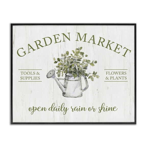 Stupell Industries Open Daily Garden Market Black Framed Giclee Art, design by Sally Swatland