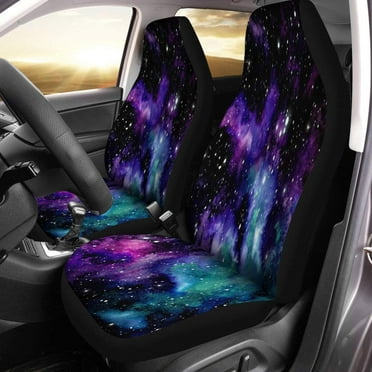 KXMDXA Set of 2 Car Seat Covers Abstract Watercolor Starry Sky and Nebula in Blue Violet Universal Auto Front Seats Protector Fits for Car,SUV Sedan,Truck