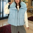 thumbnail image 6 of Byworldtasic Womens Puffy Neck Vests Womens Oversized Puffer Vest Stand Collar Quilted Zip Up Padded Sleeveless Coats with Pockets, 6 of 6
