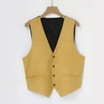 thumbnail image 6 of Jiyugala Mens Gentlemens Ball Plays Suede Retro V Neck Solid Color Pocket Button Leather Vest Jacket Vest, 6 of 8