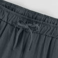 thumbnail image 4 of YUGYXL Cotton Linen Capris Pants for Women Summer Drawstring Long Pants Slim Fit Holiday Trousers with Pockets Gray S, 4 of 7