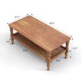 thumbnail image 2 of iooHug HomeHaven Turned Leg Two Tier Coffee Table, Wave Edge Storage Shelf Wooden Center Table for Living Room,Antique brown, 2 of 7