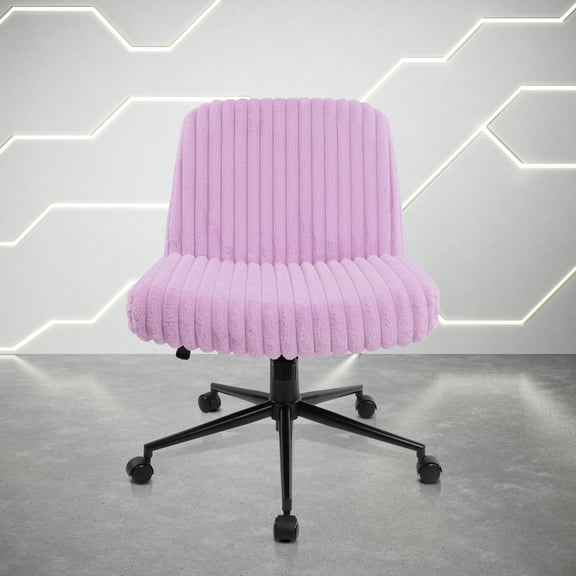 Techni Sport Plush Purple Criss Cross Chair, Armless Extra Wide Office Desk Chair to Sit Cross Legged