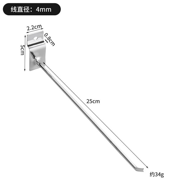 Xiao Hua 50 ganchos resistentes para paneles de pared con forma de fideos planos, accesorios de metal para pared, ganchos plateados para exhibición en tiendas de garaje y minoristas (25 cm de largo)