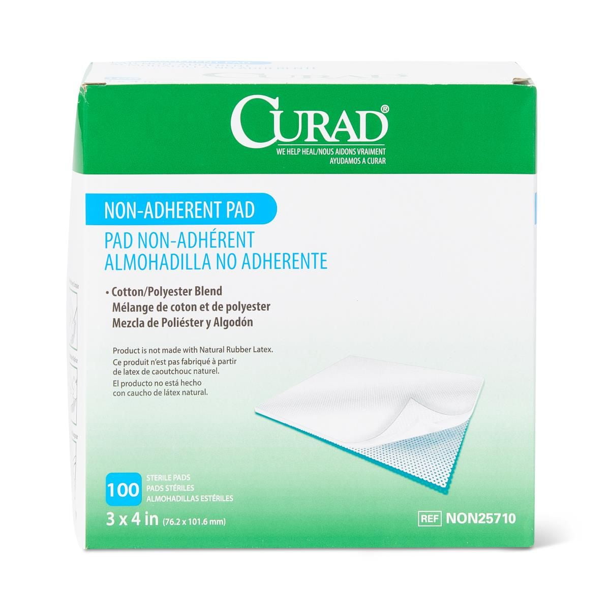 Curad Sterile Non-Adherent First Aid Gauze Pads, 3" x 4", 100 Count