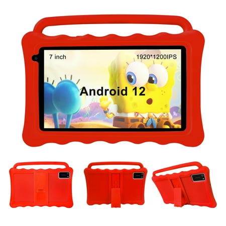 Kids Tablet, 7 Inch Tablet for Kids, Android 12 Tablet 2GB RAM+32GB Storage, Toddler Tablets with KIDOZ Parental Control App, WiFi, Bluetooth, Best Gift for Kids Learning and Playing