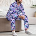 thumbnail image 7 of Salouo pinkk flower crystal Skull Print Button-Front Long Sleeve Pajama Set for Men, Soft 2Pjs Men's Long Sleeve Sleepwear-Large, 7 of 7