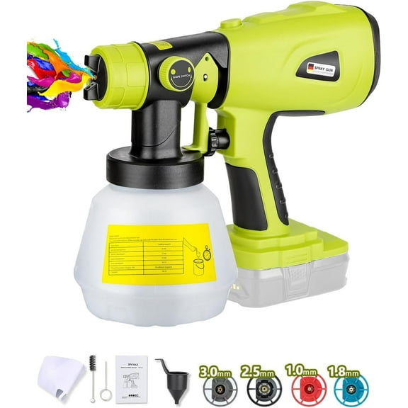 Paint Sprayer for Ryobi 18v Battery, HVLP Spray Paint Gun with Brushless Motor and Copper Nozzle, 200W Cordless Paint Sprayer for Home Interior and Exterior, House Painting(Tool Only)