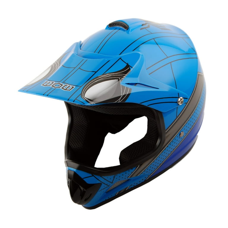 WOW Youth Kids Motocross BMX MX ATV Dirt Bike Helmet HJOY Spider Blue