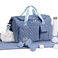 thumbnail image 2 of DAKIMOE Travel Duffle Bag for Women Men, Weekender Bags Carry on Gym Bag with Wet Pocket/Adjustable Strap/Shoe Compartment, Foldable Waterproof Overnight Tote Bag for Plane Sports Dance, Haze Blue, 2 of 9