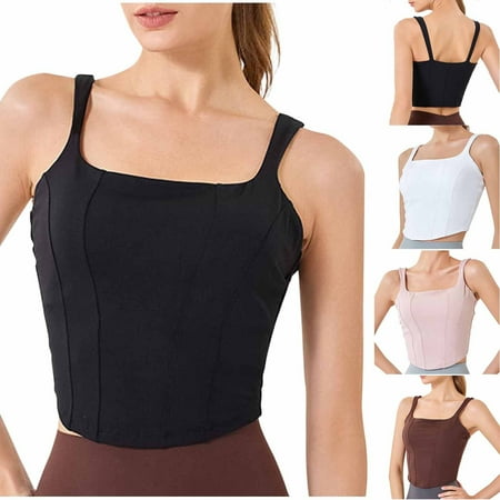 Deals of The Day Clearance! Built in Bra Tank Tops for Women Women Nylon Braear Women s Solid Color High Elasticity U-Collar Sport Bra Removable Chest Cushion Wireless No Steel Rim(1pc Bra)