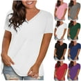 thumbnail image 1 of Auralook Womens Solid Tshirts Plus Size Tops Casual Oversized Tshirts for Women Loose Fit Crew Neck Blouses Summer Basic Tees, 1 of 9