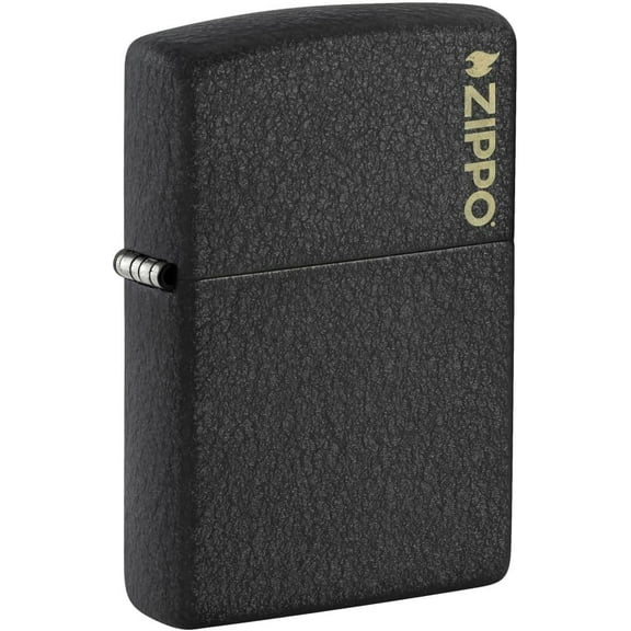 Zippo Lighter - Customized Message on Classic Black Crackle Logo Pocket 236ZL