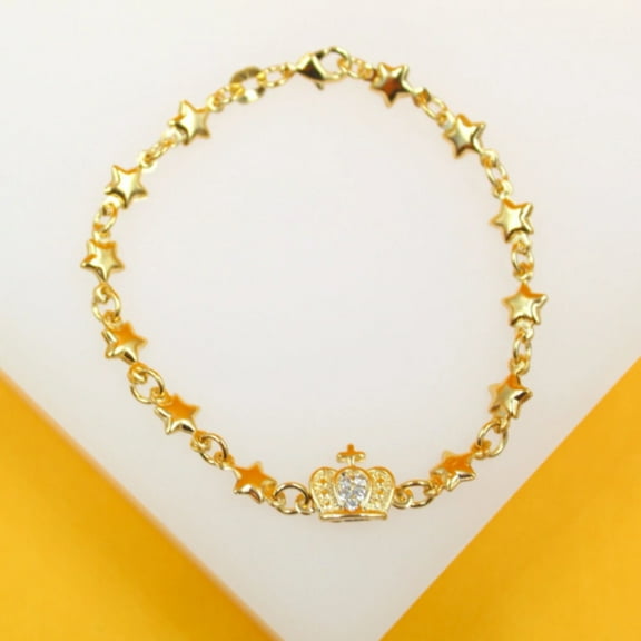 Gold Filled Star Kids Bracelet With Cubic Zirconia Stones