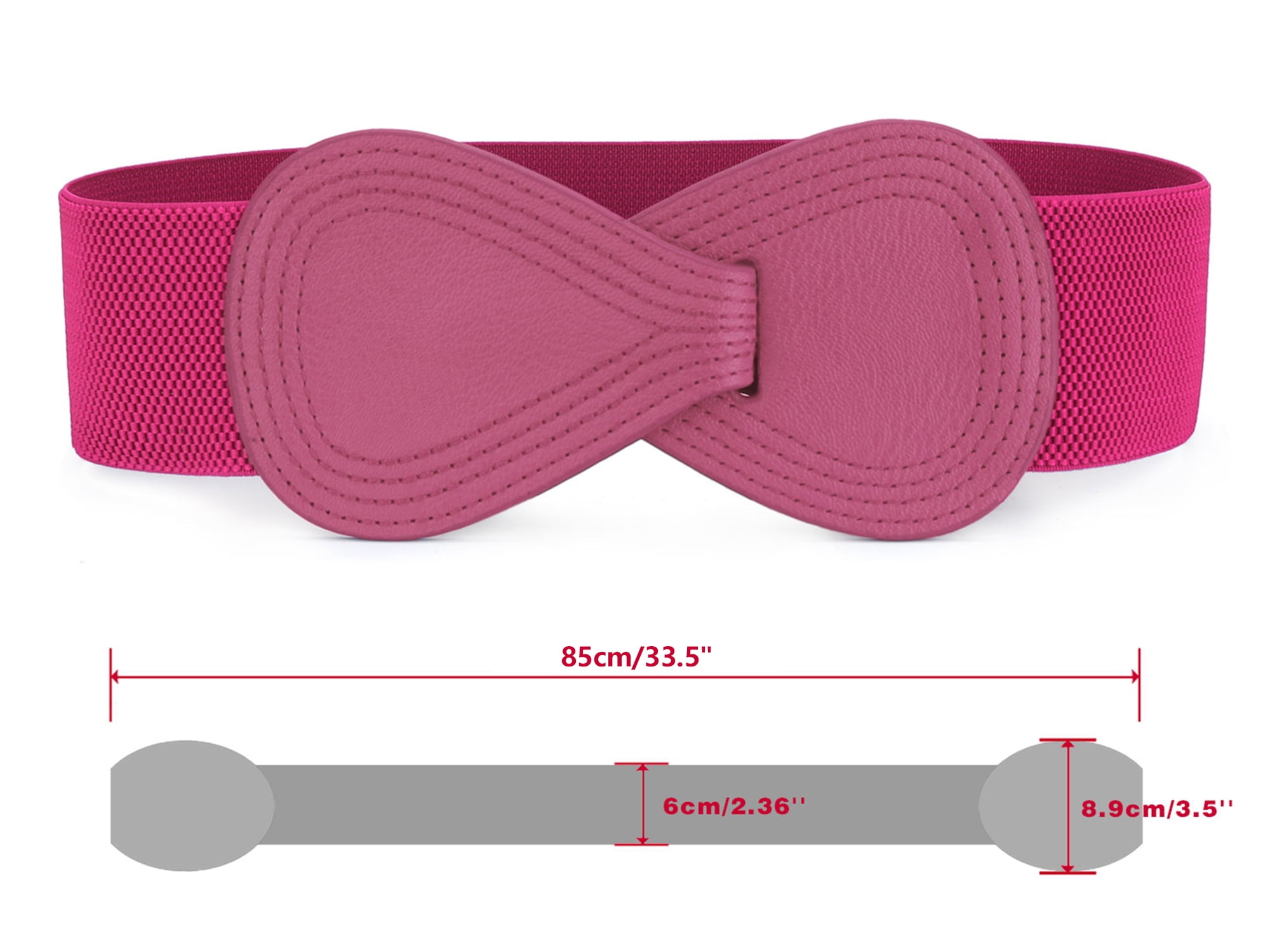 DARING DIVA Women's Plus Buckle Faux Leather Waist Belt 2 Pcs 33.5"x2.36" Hot Pink