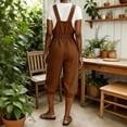 thumbnail image 5 of Aoochasliy Women Imitation Linen Cargo Short Jumpsuit with Pockets Adjustable Shoulder Straps Casual Overalls Romper for Daily Wear Outdoor Hiking, 5 of 7