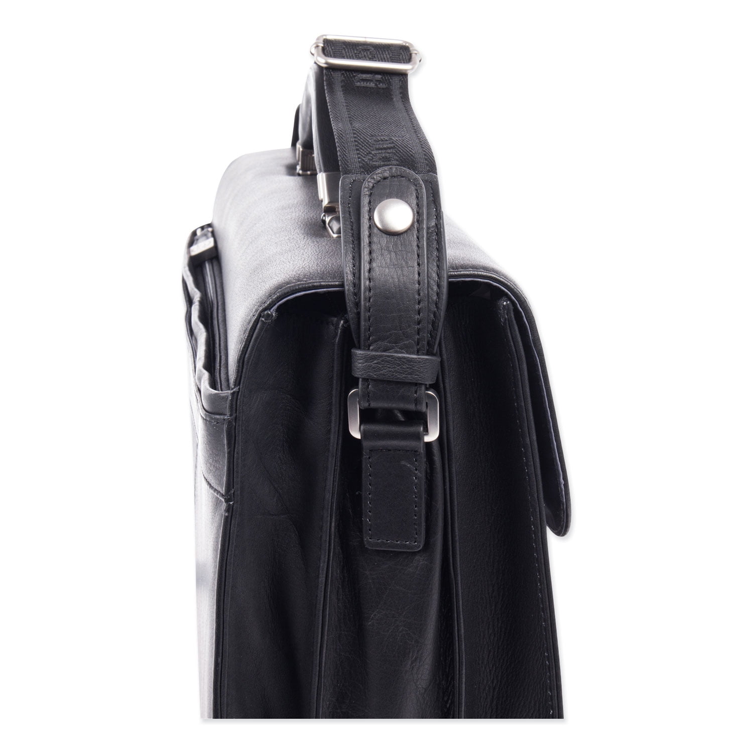 Milestone 5 in. x 5 in. x 12 in. Leather Briefcase Fits Devices Up to 15.6 in. - Black
