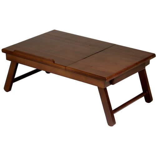 Winsome Alden Lap Desk Bed Tray With Drawer Walnut Walmart Com