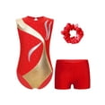 thumbnail image 1 of TiaoBug Justaucorps de Danse pour Filles avec Shorts et Couvre-Chef Gymnastique Ballet Danse Rouge 6, 1 of 5