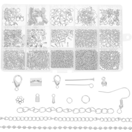 HEMOTON Silver Jewelry Making Kit for Decor with Durable Alloy and Plastic Supplies 100 Pieces