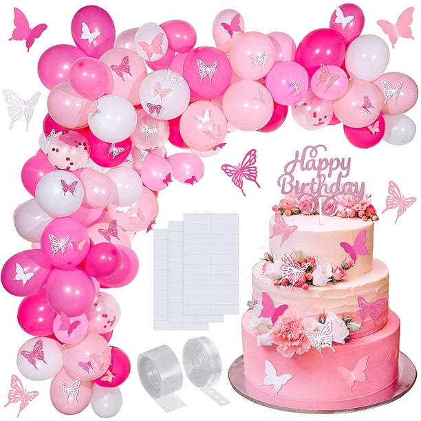 151 Pièces Ballons Papillon Rose Guirlande Arche Kit Ballons DIY avec  Papillons en Papier Décoration de Gâteau d'Anniversaire pour Décorations de  Mariage de Fête d'Anniversaire (Violet) 