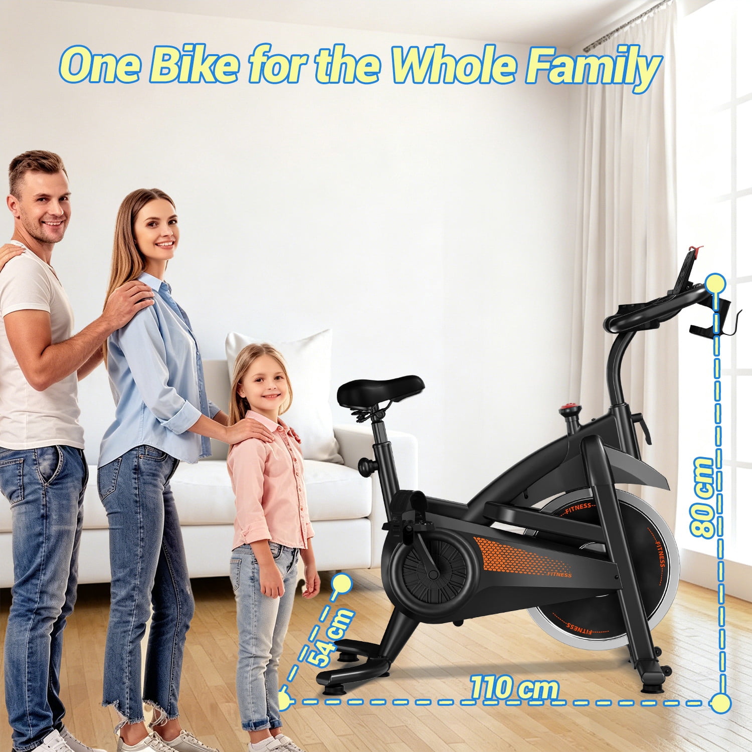 ROBORE Magnetic Indoor Cycling Bike, Adjustable Resistance, 300 lbs Capacity, Padded Comfort Seat for Home Use