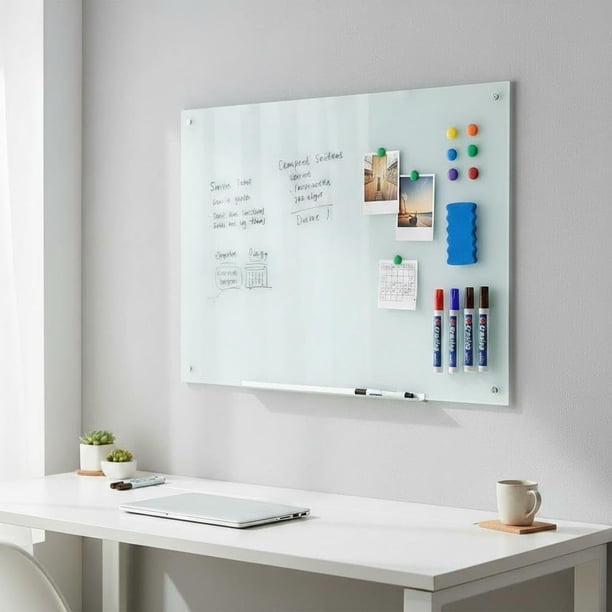 Yeshouse pizarra magnética de vidrio para pared, sin marco, incluye bandeja para marcadores, fácil de limpiar, ideal para oficina, cocina, aula o reuniones