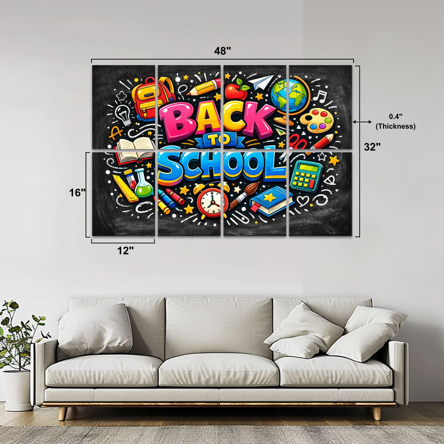 Classroom 8 Pack Art Acoustic Panels Sound Absorbing Colorful Back to School School Supplies Fun Elements Decorative Soundproof Wall Panels Self Adhesive for Nursery Kids Game Room 48"x32"