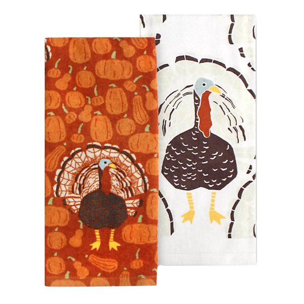 Celebrate Fall Thanksgiving Turkey Kitchen Towel Set Of 2 Coordinatingautumn Pumpkin Design Dish Towels For Harvest Decoration 16 5 X 26 Inches Cotton Construction Walmart Com Walmart Com