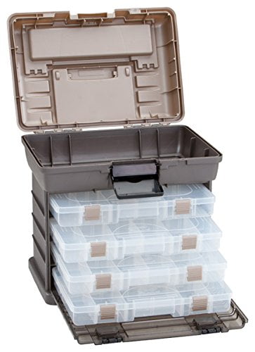 Plano Guide Series StowAway 4-By Rack System Tackle Box, Holds 4 3700 Utility Tackle Boxes, Quick-Access Top Storage with DuraView Lid, Durable Construction, Flexible, Adaptable Fishing Box CA2