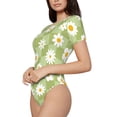 thumbnail image 2 of Naloa Daisies Flowers Women's Short-Sleeved Onesie, One-Piece Swimsuit for Parties, dates, clubs - Medium, 2 of 9
