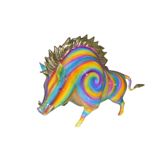 Nifao Fat Modern Boar Bronze Statue – Home Decor Sculpture, 22"L x 9"W x 15"H